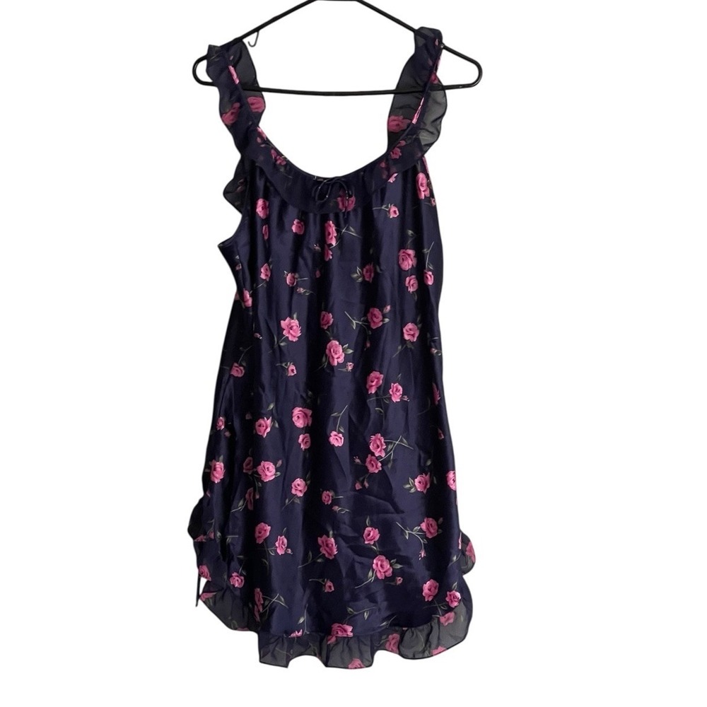 Cinema Etoile Lingerie Nightie Rose Floral Ruffle Sz Medium Feminine Romantic
